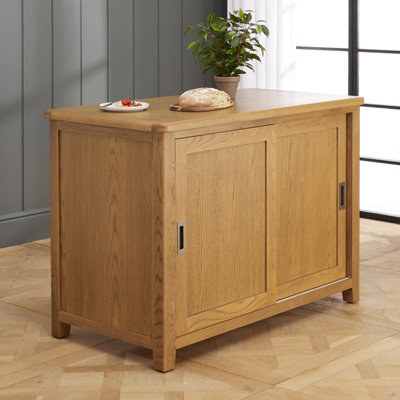 Cotswold Rustic Oak Bar Kitchen Island - 2 Seater