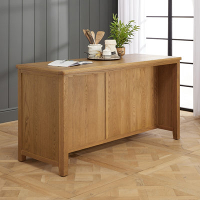 Cotswold Rustic Smoked Oak Large Kitchen Island with Bar Table Top (3 ...