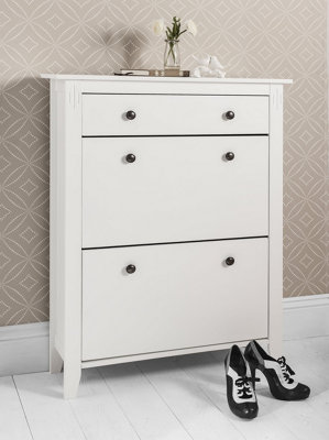 Cotswold Shoe Storage Unit Cabinet Hallway in Classic White