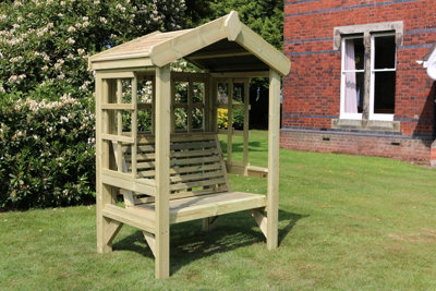 Wooden garden bench with hotsell trellis