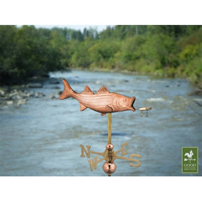 Cottage Bass with Lure Copper Weathervane - H48 x W45 x L28 cm