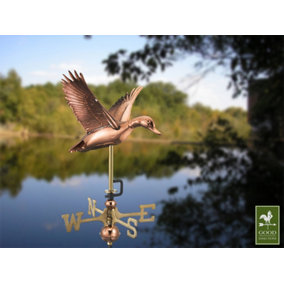 Cottage Duck in Flight Copper Weathervane - Quality Wind Vane - H60 x W29 x L33 cm