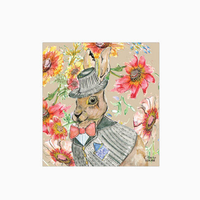 Cottage Floral Hare Glass Kitchen Splashback