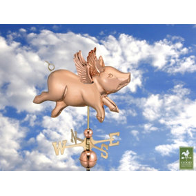 Cottage Flying Pig Copper Weathervane - H63 x W54 x L28 cm