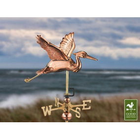 Cottage Heron in Flight Copper Weathervane - H54 x W40 x L42 cm