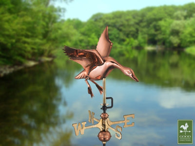 Cottage Landing Duck Copper Weathervane - Quality Wind Vane - H63 x W30 x L40 cm