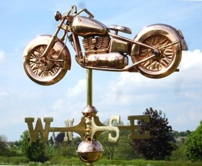 Cottage Motorcycle Copper Weathervane H43 x W10 x L37.5 cm DIY at B&Q