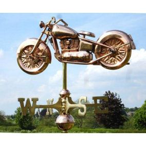 Cottage Motorcycle Copper Weathervane - H43 x W10 x L37.5 cm