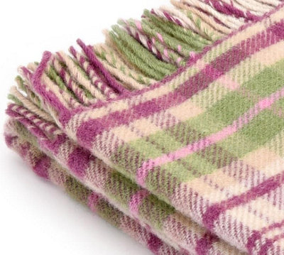 Cottage Pink Checked 100% Wool Throw