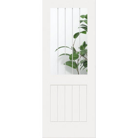 Cottage White Primed Clear Glazed with Frosted Lines Internal Door - 1981 x 762 x 35mm  (HxWxT)