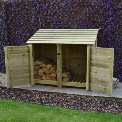 Cottesmore 4ft Log Store with Doors - L80 x W150 x H128 cm - Light Green