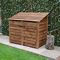 Cottesmore 4ft Log Store with Doors - L80 x W150 x H128 cm - Rustic Brown