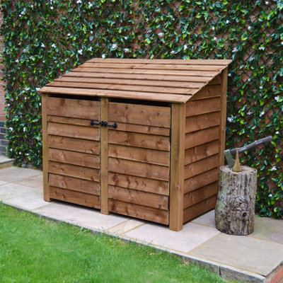 Cottesmore 4ft Log Store with Doors - L80 x W150 x H128 cm - Rustic Brown