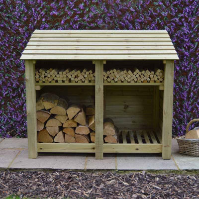 Cottesmore 4ft Log Store with Kindling Shelf - L80 x W150 x H128 cm - Light Green