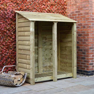 Cottesmore 6ft Log Store and Kindling Shelf - L80 x W150 x H181 cm - Light Green