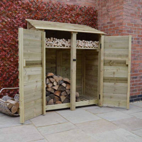 Cottesmore 6ft Log Store with Doors and Kindling Shelf - L80 x W150 x H181 cm - Light Green