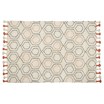 Cotton Area Rug 140 x 200 cm Beige and Orange HAJIPUR