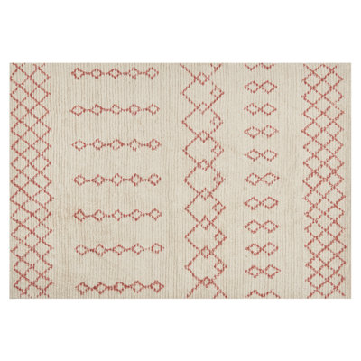 Cotton Area Rug 140 x 200 cm Beige and Pink BUXAR