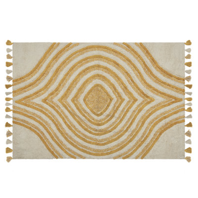 Cotton Area Rug 140 x 200 cm Beige and Yellow BINGOL