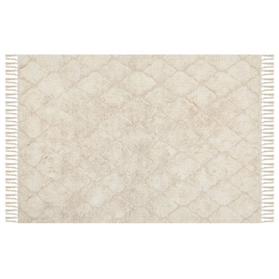 Cotton Area Rug 140 x 200 cm Beige SILCHAR