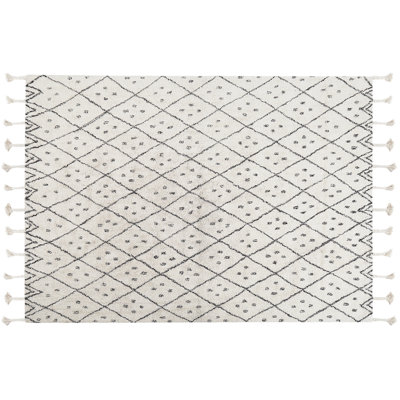 Cotton Area Rug 140 x 200 cm Black and White AGADIR