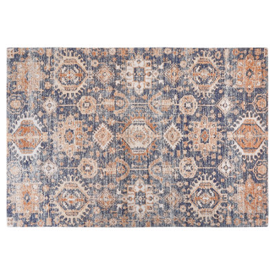 Cotton Area Rug 140 x 200 cm Blue and Red KURIN
