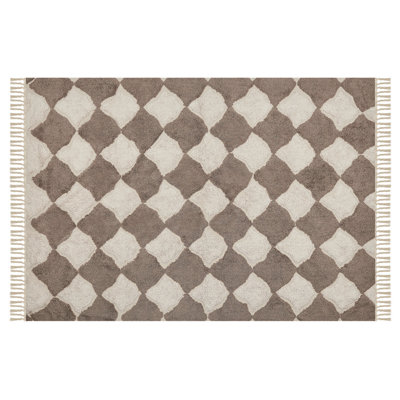 Cotton Area Rug 140 x 200 cm Brown and Beige SINOP