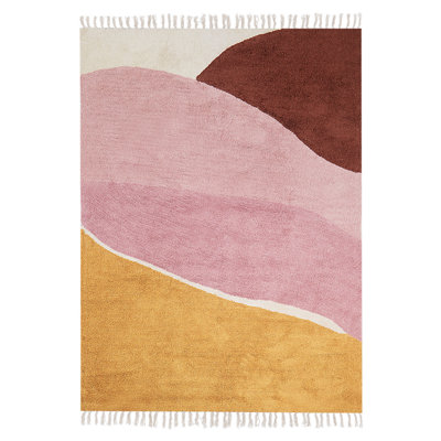 Cotton Area Rug 140 x 200 cm Multicolour and Pink XINALI