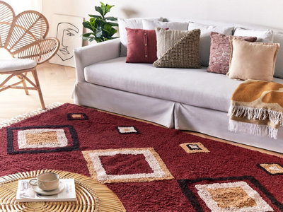 Cotton Area Rug 140 x 200 cm Red SIIRT