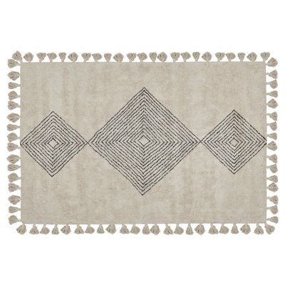 Cotton Area Rug 160 x 230 cm Beige BULCUK