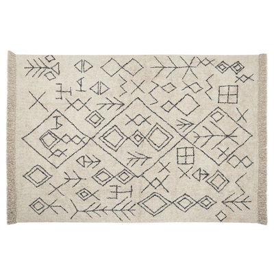 Cotton Area Rug 160 x 230 cm Beige SOMEK