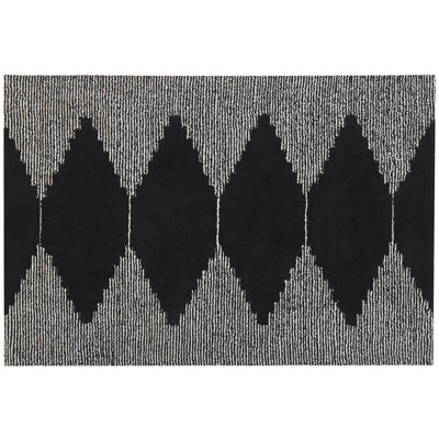 Cotton Area Rug 160 x 230 cm Black and White BATHINDA