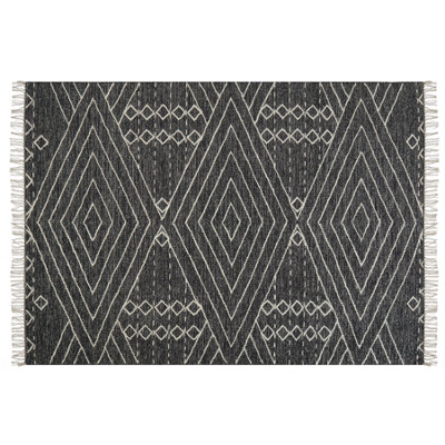 Cotton Area Rug 160 x 230 cm Black and White KHENIFRA