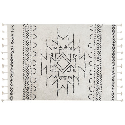 Cotton Area Rug 160 x 230 cm Black and White KHOURIBGA