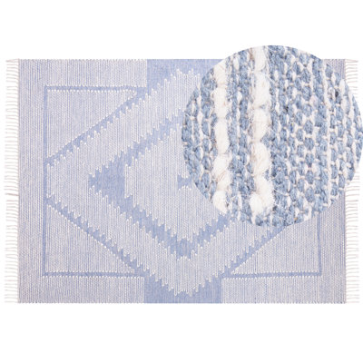Cotton Area Rug 160 x 230 cm Blue and White ANSAR