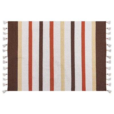 Cotton Area Rug 160 x 230 cm Brown and Beige HISARLI