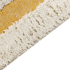 Cotton Area Rug 160 x 230 cm Off-White and Yellow PERAI