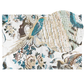 Cotton Area Rug Birds Motif 140 x 200 cm Multicolour ARIHA