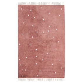 Cotton Area Rug Dotted 140 x 200 cm Light Red ASTAF