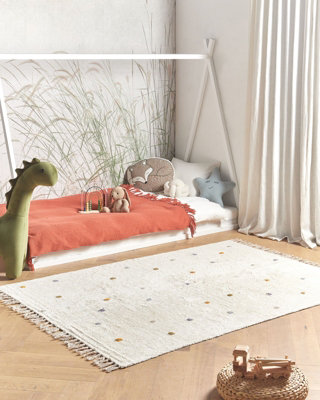 Cotton Area Rug Dotted 140 x 200 cm Off-white ASTAF