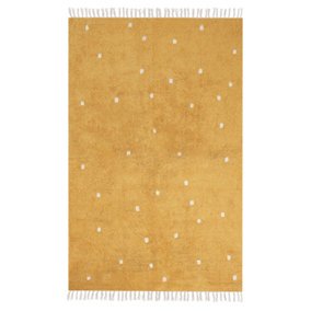 Cotton Area Rug Dotted 140 x 200 cm Yellow ASTAF