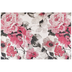 Cotton Area Rug Floral Motif 200 x 300 cm Pink EJAZ