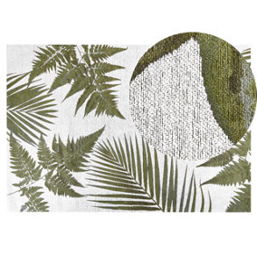 Cotton Area Rug Leaves Motif 140 x 200 cm Green BARZAH