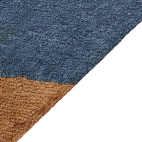 Cotton Area Rug Striped 140 x 200 cm Blue and Brown XULUF