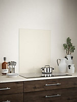 Cotton Cream Glass Kitchen Self Adhesive Splashback 600mm x 750mm