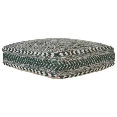 Cotton Floor Cushion 60 x 60 x 12 cm Green and White BIRCH