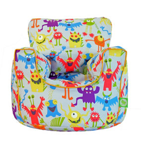 Cotton Grey Monsters Bean Bag Arm Chair Toddler Size