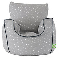 Cotton Grey Stars Bean Bag Arm Chair Toddler Size