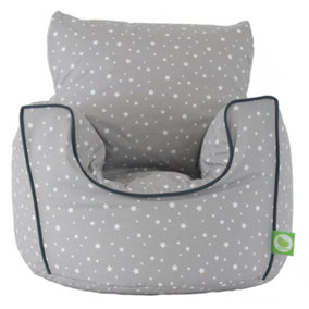 Cotton Grey Stars Bean Bag Arm Chair with Beans Child / Teen size