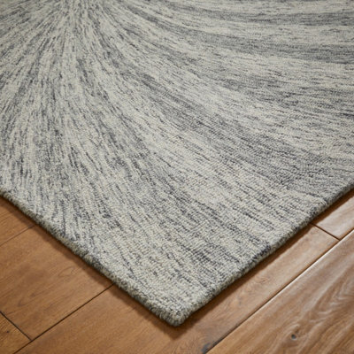 Cotton Handmade Luxurious Modern Wool Grey Geometric Optical 3D Rug for Living Room and Bedroom-120cm X 170cm - 4